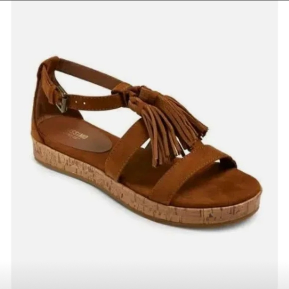 Mossimo Supply Co Larissa Sandals w/Fringed Tassels Brown Sz 6.5